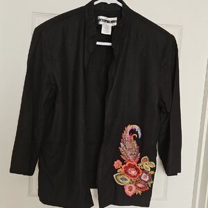 Dana Kay Black Floral Embellished Blazer Size 14
